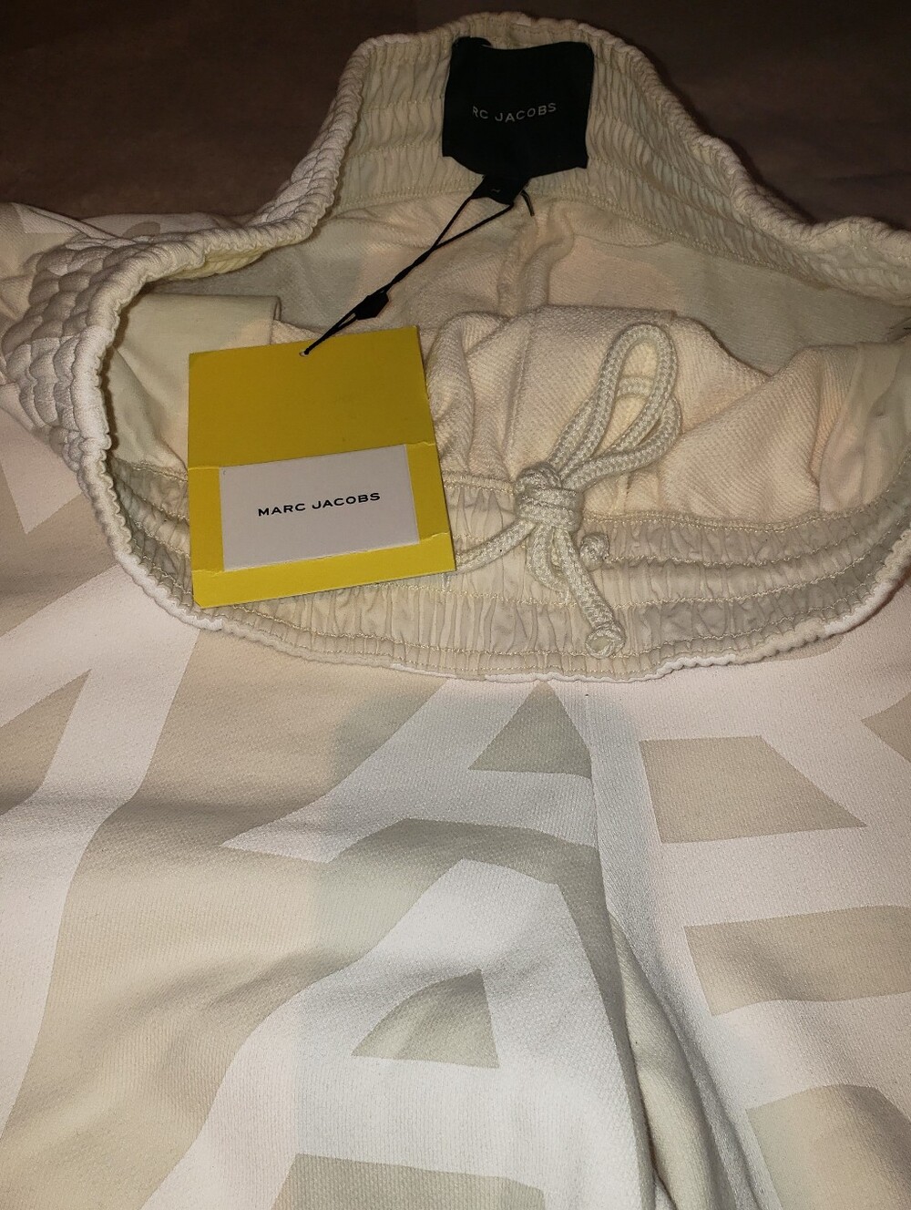 NWT Marc Jacobs Cream Whitw Logo Boxers Short Waist Thick Cotton Sweatpants M